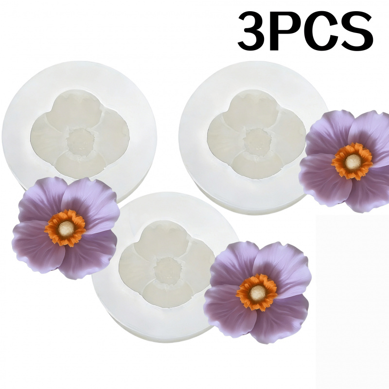 Soap Making Liquid - 3Flower silicone mold，Silicone flower candle，Resin，Soap liquid，Plaster