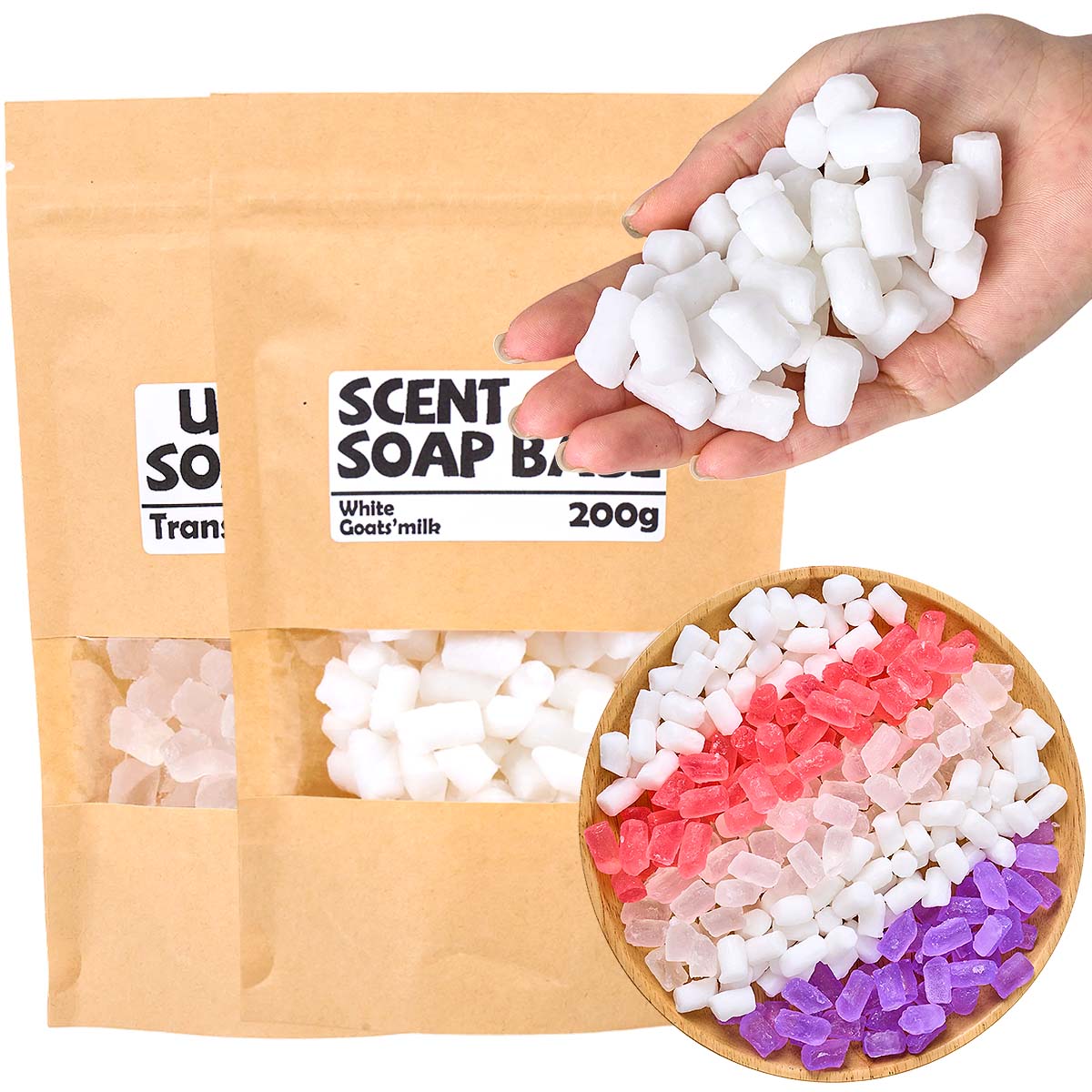 Soap Making Goats Milk - 200g Color Soap Base DIY Aromath