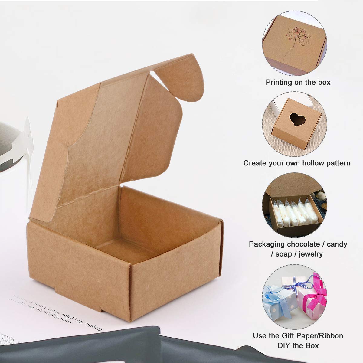 50PCS Kraft Paper Gift Boxes M - Kraft Soap Label 评论和价格