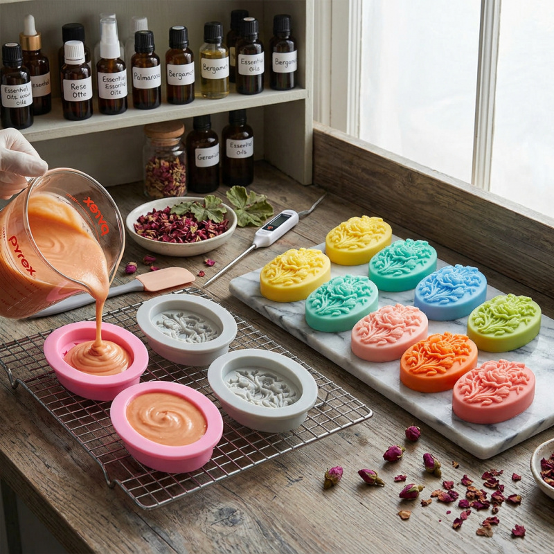 4 Silicone mold with flower sh - Soap Making Handmade 评论和价格