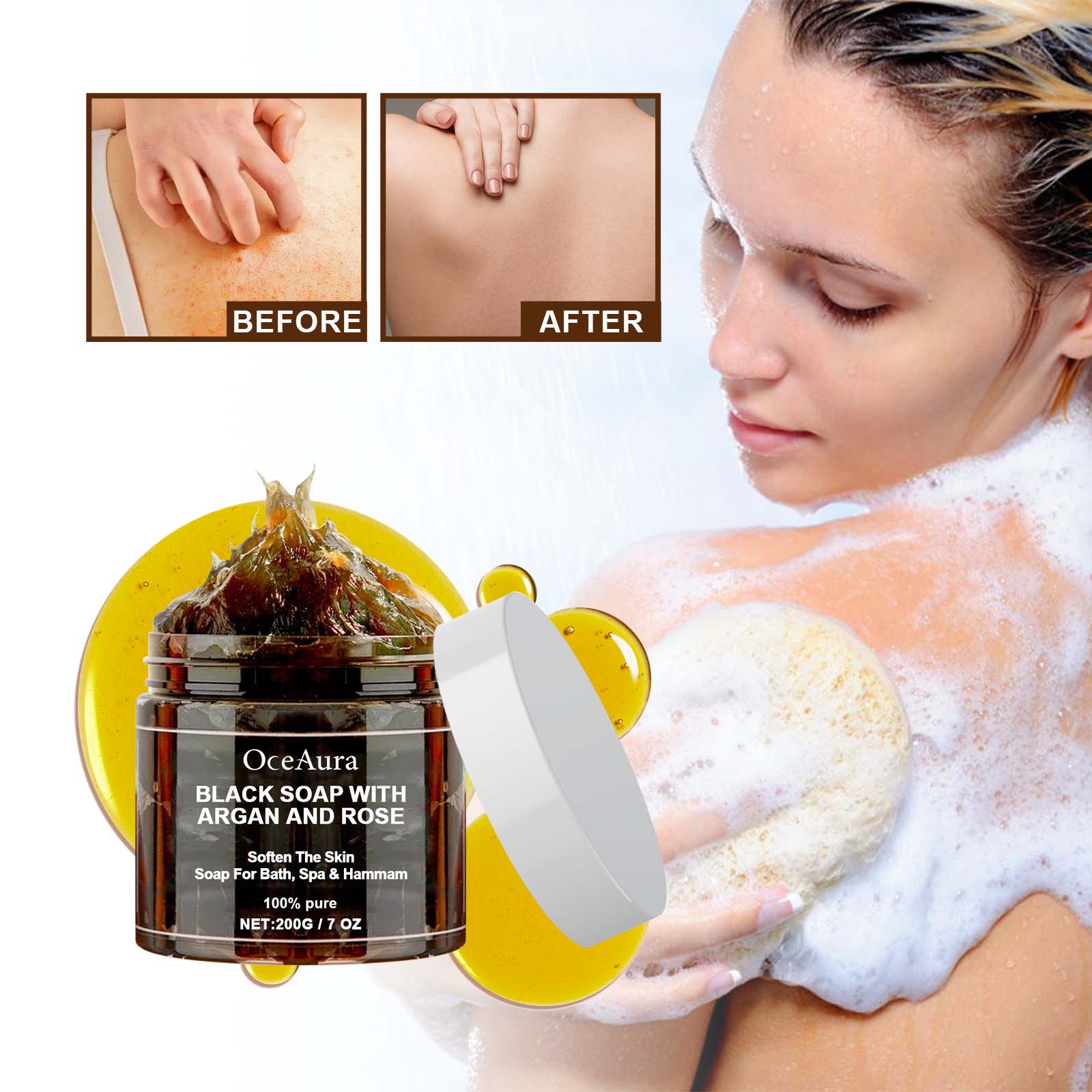 OCEAURA Black Soap With Argan  - Castor Oil Soap 评论和价格