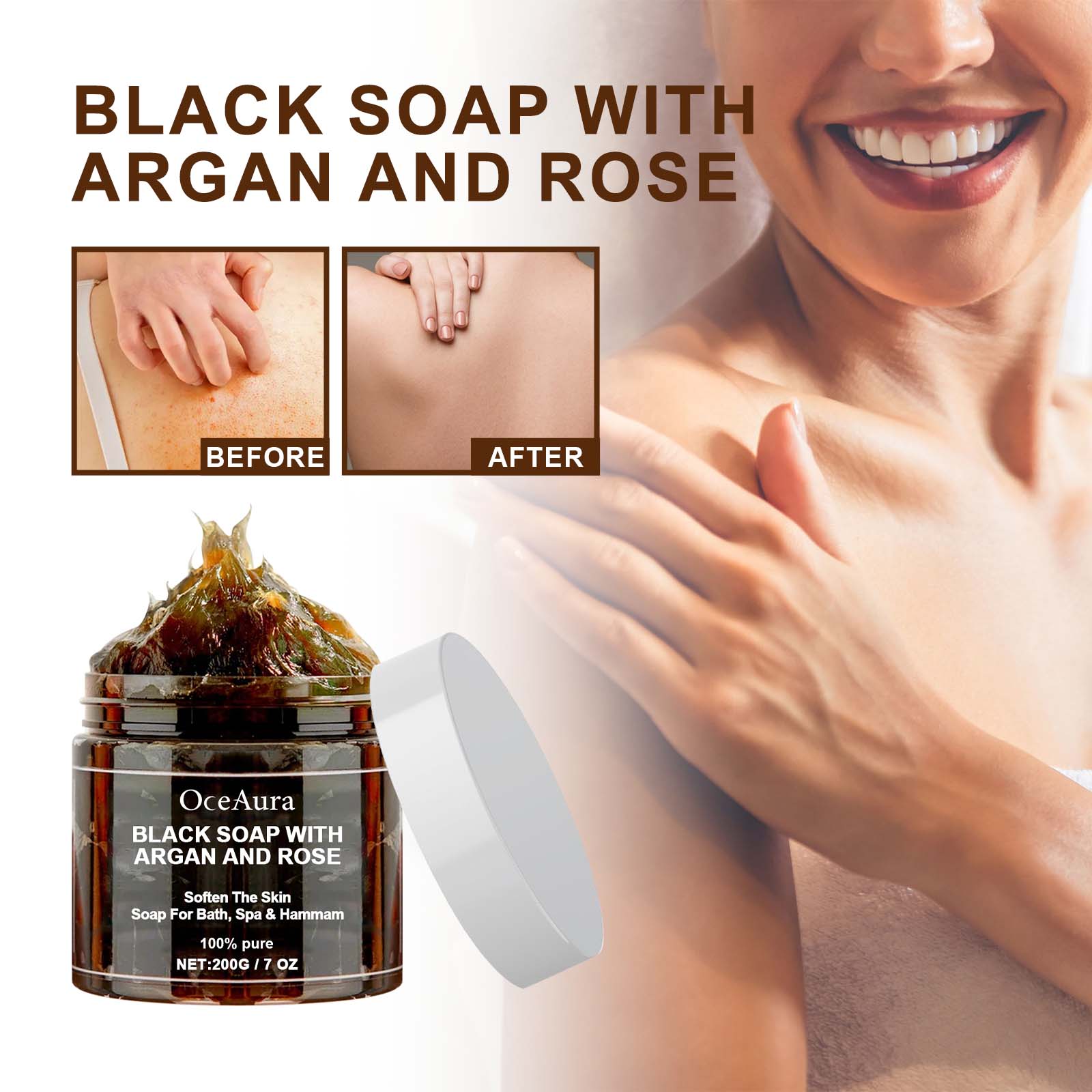 OCEAURA Black Soap With Argan  - Castor Oil Soap 评论和价格
